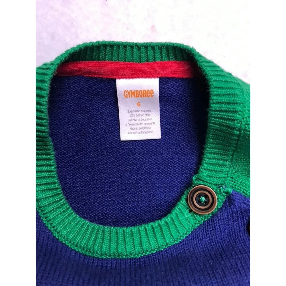 Gymboree‎ Kids Size 6 Snowman Cotton Knit Sweater Blue Green Holiday Christmas
